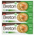 thumbnail image 1 of Breton Gluten Free Herb BCF26 & Garlic Crackers (Pack of 3) - Non-GMO, Plant-Based, For Snacking, Dips, Cheese and Spreads, 3x4.76oz, 1 of 4