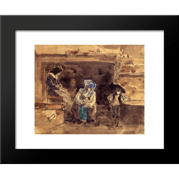 Breton Family by the Fireplace 20x24 Framed Art Print by Eugene Boudin