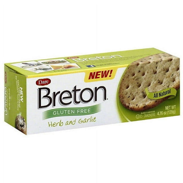 Breton Herb and Garlic Gluten Free Crackers, 4.76 oz, (Pack of 6)