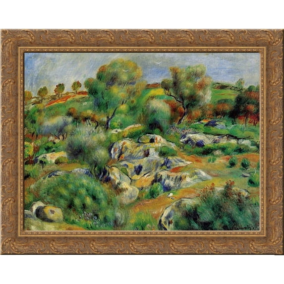 Breton Landscape 24x20 Gold Ornate Wood Framed Canvas Art by Renoir, Pierre Auguste