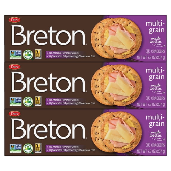 Breton Multigrain Crackers, 7.3 Ounce, Non-GMO, Kosher, No Artificial Flavors