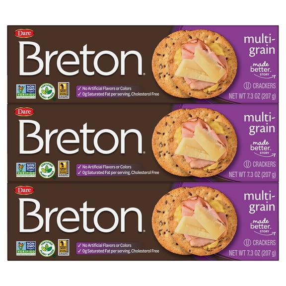 Breton Multigrain Crackers, 7.3 Ounce, Non-GMO, Kosher, No Artificial Flavors