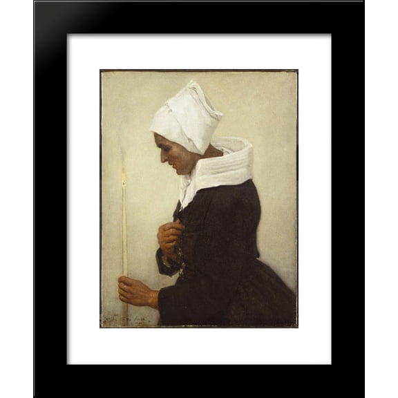 Breton Peasant Woman Holding a Taper 20x24 Framed Art Print by Jules Breton