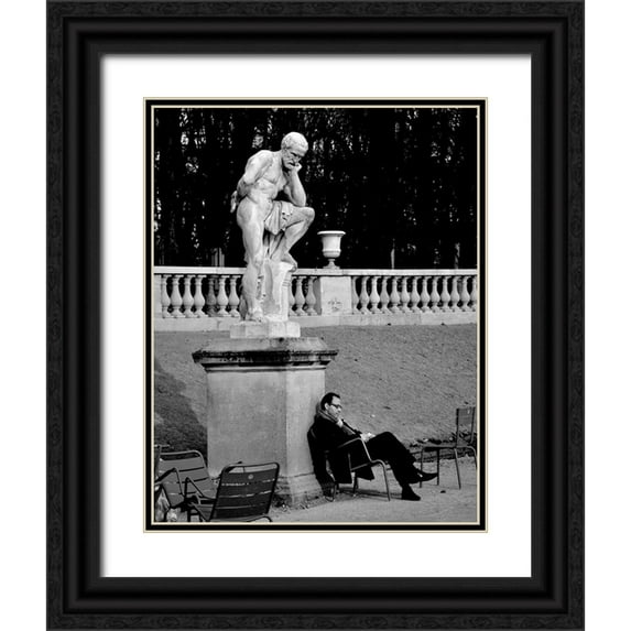 Breton, Stephane 20x24 Black Ornate Wood Framed with Double Matting Museum Art Print Titled - Jardin Du Luxembourg