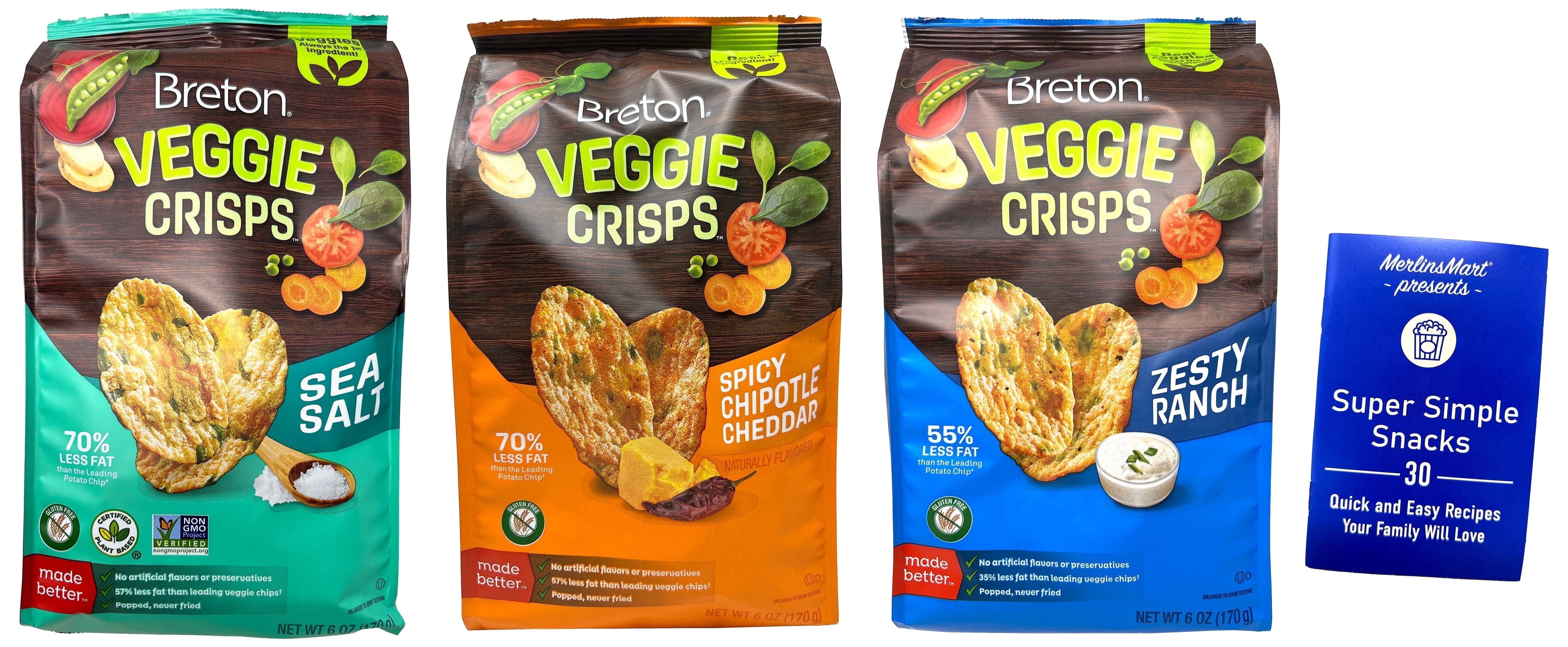 Breton Veggie Crisps - Zesty Ranch, Sea Salt, Spicy Chipotle