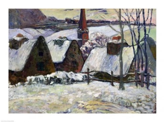 Breton village under snow 1894 Canvas Art - Paul Gauguin (24 x 18)
