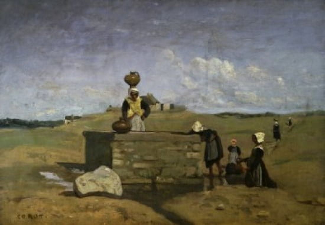 Bretons at the Well (Bretonnes a la Fontaine) Jean Baptiste Camille Corot (1796-1875French) Musee du Louvre Paris Canvas Art - Jean Baptiste Camille Corot (18 x 24)