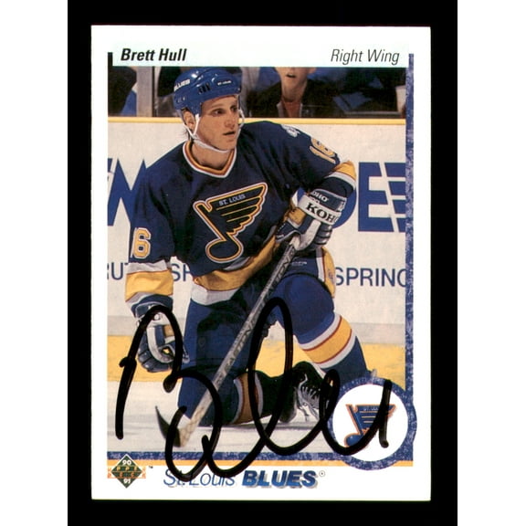 Brett Hull Autographed 1990-91 Upper Deck Card #154 St. Louis Blues SKU #242005