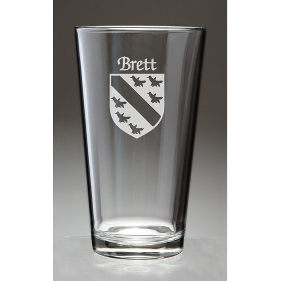 Brett Irish Coat of Arms Pint Glasses - Set of 4 (Sand Etched)