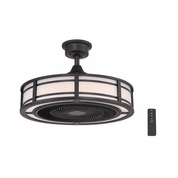 Brette III 23 in. Integrated LED Indoor/Outdoor Matte Black Ceiling Fan with Light and Remote Control