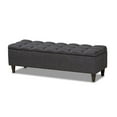 thumbnail image 1 of Brette Mid-Century Modern Charcoal Fabric Upholstered Dark Brown Finished Wood Storage Bench Ottoman, 1 of 5