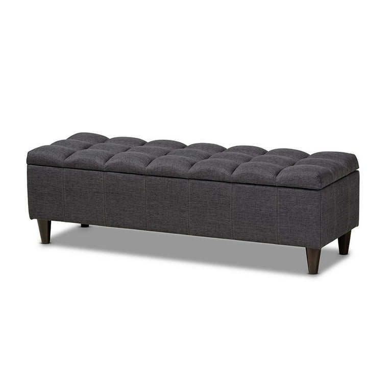 Brette Mid Century Modern Charcoal Fabric Upholstered Dark Brown