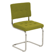 Breuer Chair Company Aurora Cushion Seat & Cushion Back Bauhaus Cantilever Side Chair w/ Chrome-Plated Steel Frame & Grisu 801 Green Fabric
