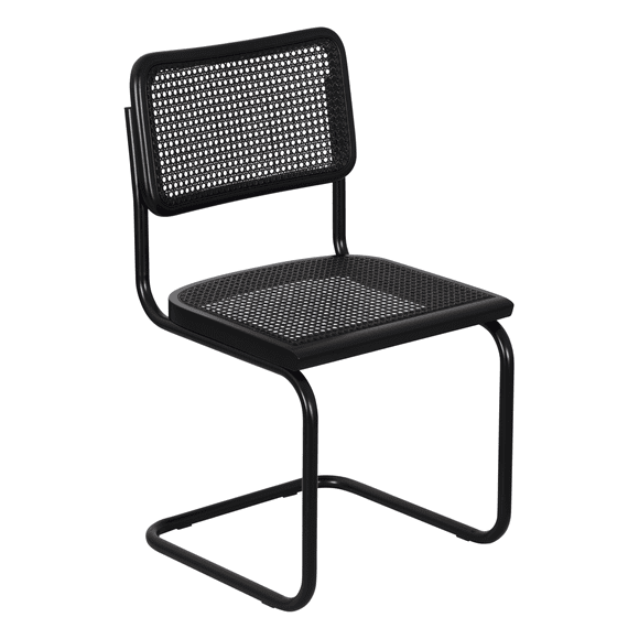 Breuer Chair Company Marcel Breuer B32 Cesca Cane Cantilever Side Chair w/ Black Steel Frame Black Wood & Black Cane (Made in Italy) by Furnish Theory