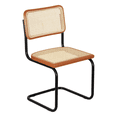 thumbnail image 1 of Breuer Chair Company Marcel Breuer B32 Cesca Cane Cantilever Side Chair w/ Black Steel Frame Cherry Wood & Natural Cane (Made in Italy) by Furnish Theory, 1 of 15