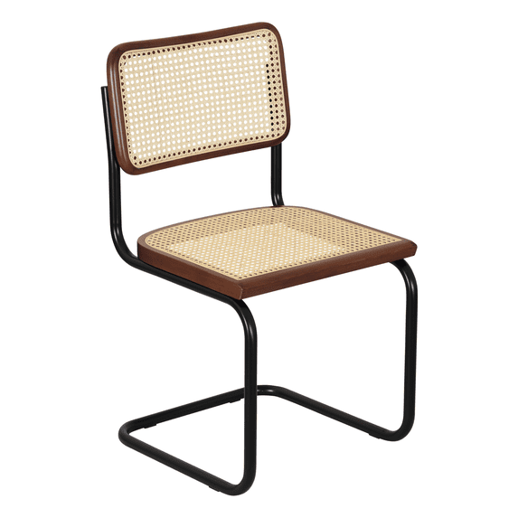Breuer Chair Company Marcel Breuer B32 Cesca Cane Cantilever Side Chair w/ Black Steel Frame Walnut Wood & Natural Cane (Made in Italy) by Furnish Theory