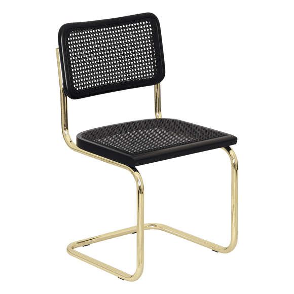 Breuer Chair Company Marcel Breuer B32 Cesca Cane Cantilever Side Chair w/ Brass Steel Frame Black Wood & Black Cane (Made in Italy) by Furnish Theory