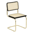 thumbnail image 1 of Breuer Chair Company Marcel Breuer B32 Cesca Cane Cantilever Side Chair w/ Brass Steel Frame Black Wood & Natural Cane (Made in Italy) by Furnish Theory, 1 of 15