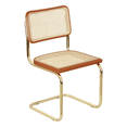 thumbnail image 1 of Breuer Chair Company Marcel Breuer B32 Cesca Cane Cantilever Side Chair w/ Brass Steel Frame Cherry Wood & Natural Cane (Made in Italy) by Furnish Theory, 1 of 14
