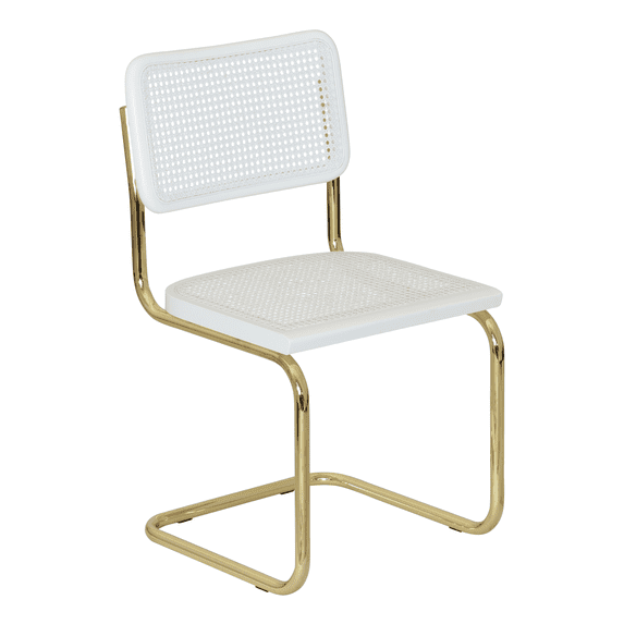 Breuer Chair Company Marcel Breuer B32 Cesca Cane Cantilever Side Chair w/ Brass Steel Frame White Wood & White Cane (Made in Italy) by Furnish Theory