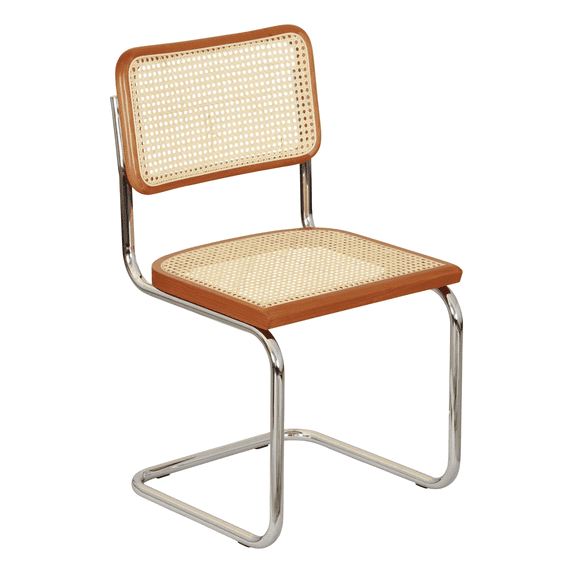 Breuer Chair Company Marcel Breuer B32 Cesca Cane Cantilever Side Chair w/ Chrome Steel Frame Cherry Wood & Natural Cane (Made in Italy) by Furnish Theory