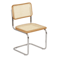 thumbnail image 1 of Breuer Chair Company Marcel Breuer B32 Cesca Cane Cantilever Side Chair w/ Chrome Steel Frame Honey Oak Wood & Natural Cane (Made in Italy) by Furnish Theory, 1 of 11