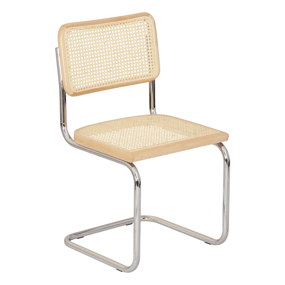 Breuer Chair Company Marcel Breuer B32 Cesca Cane Cantilever Side Chair w/ Chrome Steel Frame Natural Wood & Natural Cane (Made in Italy) by Furnish Theory