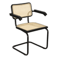 thumbnail image 1 of Breuer Chair Company Marcel Breuer B64 Cesca Cane Cantilever Armchair Arm Chair w/ Black Steel Frame Black Wood & Natural Cane (Made in Italy) by Furnish Theory, 1 of 16