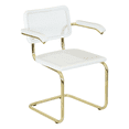 thumbnail image 1 of Breuer Chair Company Marcel Breuer B64 Cesca Cane Cantilever Armchair Arm Chair w/ Brass Steel Frame White Wood & White Cane (Made in Italy) by Furnish Theory, 1 of 16