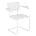 thumbnail image 1 of Breuer Chair Company Marcel Breuer B64 Cesca Cane Cantilever Armchair Arm Chair w/ White Steel Frame White Wood & White Cane (Made in Italy) by Furnish Theory, 1 of 16