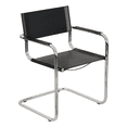 thumbnail image 1 of Breuer Chair Company Mart Stam Cantilever Armchair Arm Chair w/ Chrome Steel Frame & Black Bonded Leather by Furnish Theory, 1 of 7