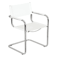 thumbnail image 1 of Breuer Chair Company Mart Stam Cantilever Armchair Arm Chair w/ Chrome Steel Frame & White Bonded Leather by Furnish Theory, 1 of 7