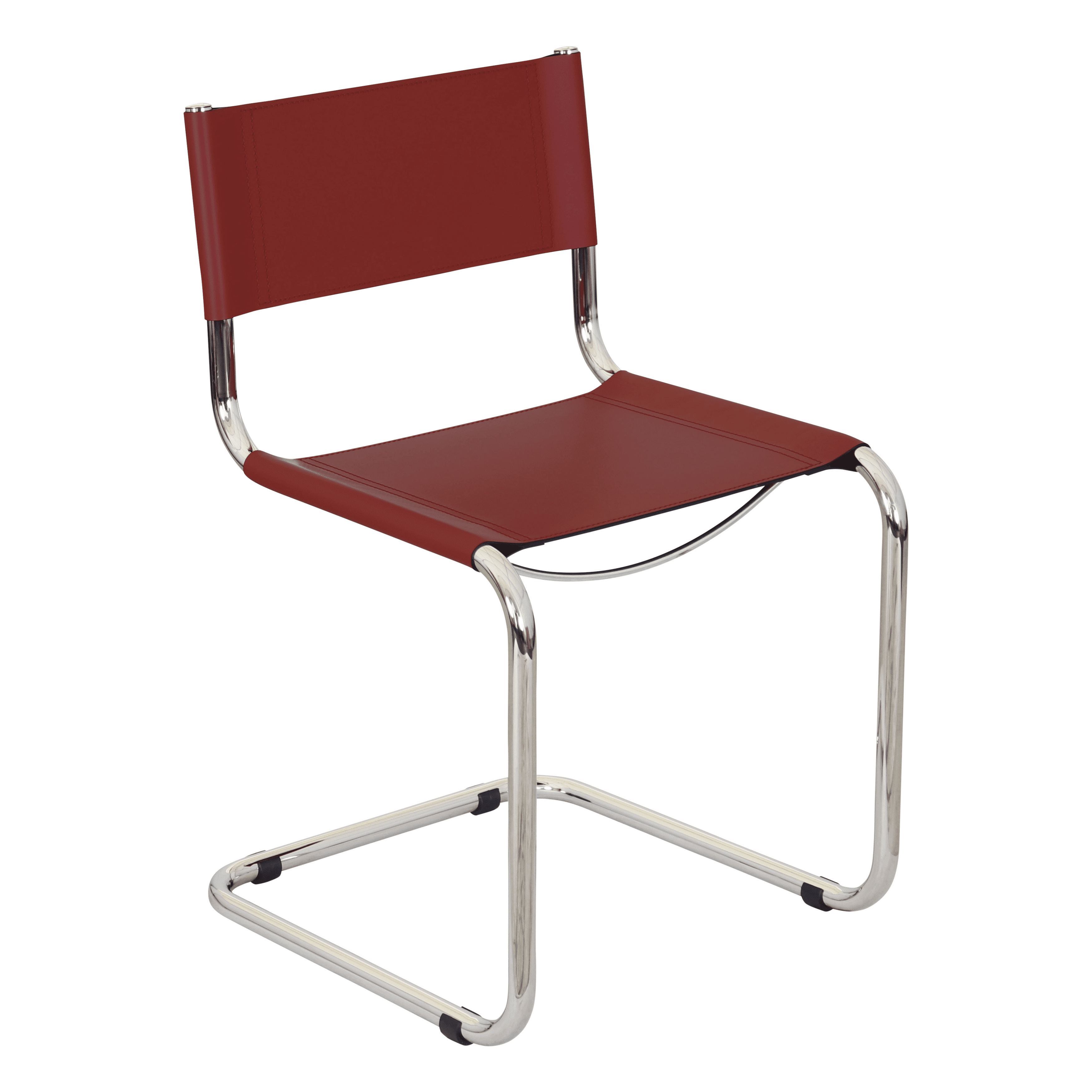 Dark Red Bonded Leather Cantilever Side Chair with Chrome Frame