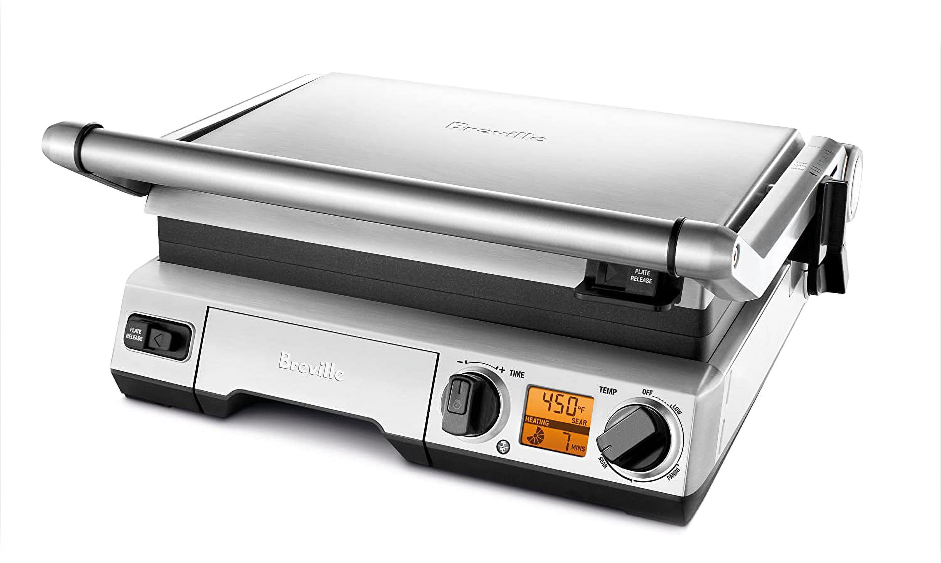 Breville BGR820XL Smart Grill, Electric Countertop Grill, Brushed Stainless  Steel., 14 x 14 x 5 3/4 Adjustable,Grill
