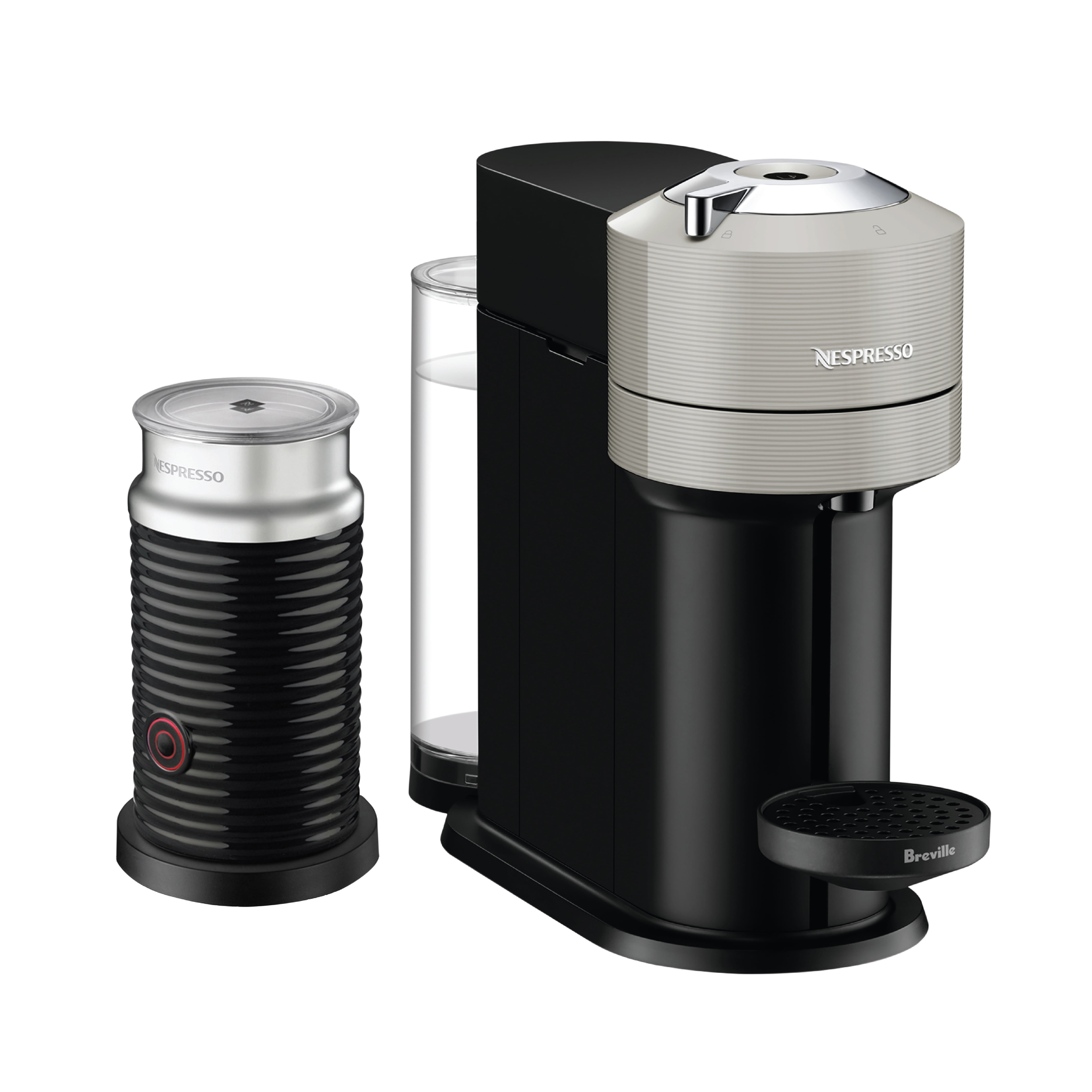 Nespresso Breville Vertuo Next, Light Gray + Black Aeroccino3