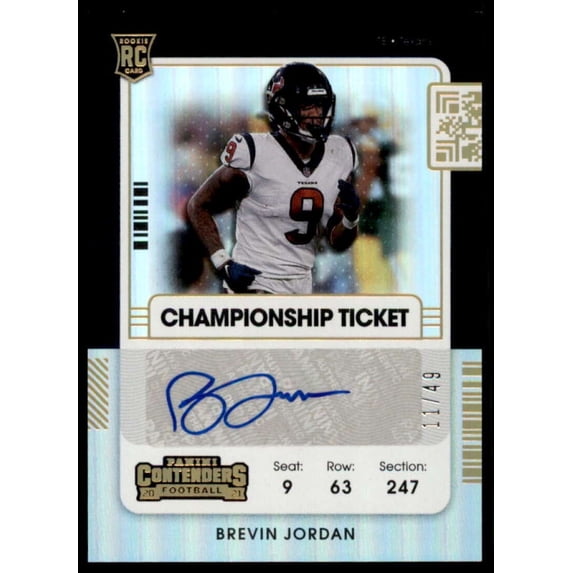 Brevin Jordan AU Rookie Card 2021 Panini Contenders Championship Ticket #214