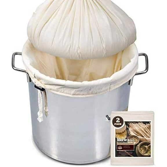 Brew Bag, 26" x 22", 2 Pack, 100% Unbleached Cotton Bag for Homebrewing, Fine Cheesecloth Bag for Fruit/Cider/Wine/Beer, Reusable Drawstring Straining$$Home Decor, Kitchen, & Other