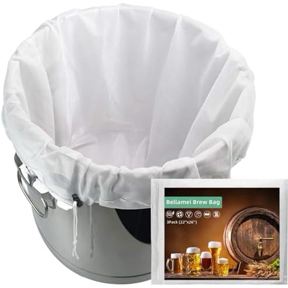 Brew Bags 3 Pack Extra Large 22"26" Reusable 250 Micron Fine Mesh Bag for Fruit Cider Apple Grape Wine Beer Press Drawstring Straining Brew in a Bag