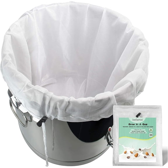 Brew Bags Extra Large Reusable 2 Pack 250 Micron Fine Mesh Bag for Fruit Cider Apple Grape Wine Press Drawstring Straining Brew in a Bag (2 pack-22"26")