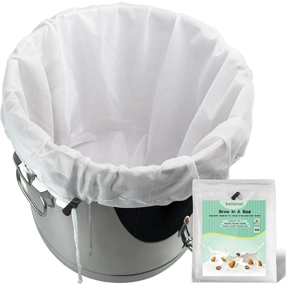 Brew Bags Extra Large Reusable 2 Pack 250 Micron Fine Mesh Bag for Fruit Cider Apple Grape Wine Press Drawstring Straining Brew in a Bag (2 pack-22"26")