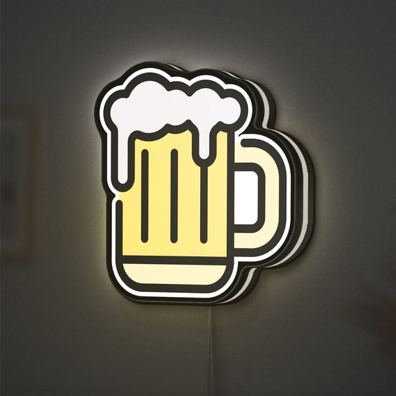 Brew Beer 3D Novelty Light Box, Beverage Lamp Decor for Alcohol Enthusiasts and Kitchen or Bar Rooms (Width 8 inch, 20cm)