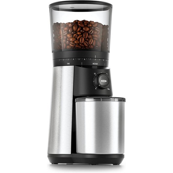Brew Conical Burr Coffee Grinder - Silver, Stainless Steel Burrs, One-Touch Automatic Smart Grind