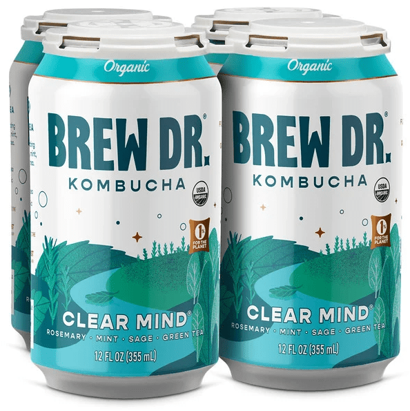 Brew Dr. Kombucha Clear Mind with Rosemary, Mint, Sage & Green Tea — 12 ...