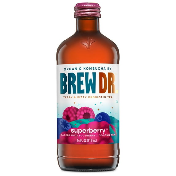 Brew Dr. Kombucha, Superberry - Organic Kombucha - 14 oz bottle