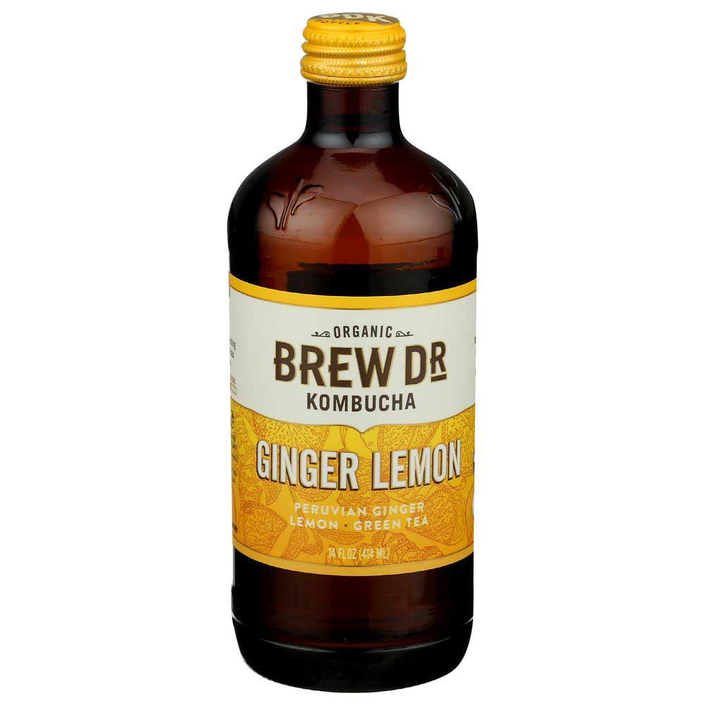 Brew Dr Organic Lemon Ginger Cayenne Kombucha, 14 Fluid Ounce 12 per