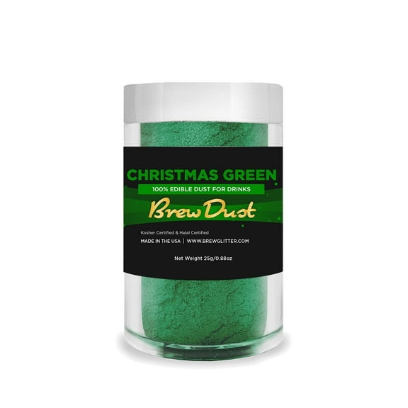 Brew Dust - Christmas Green Edible Drink Powder - Silky Swirl, Beverage Safe, 25g Jar