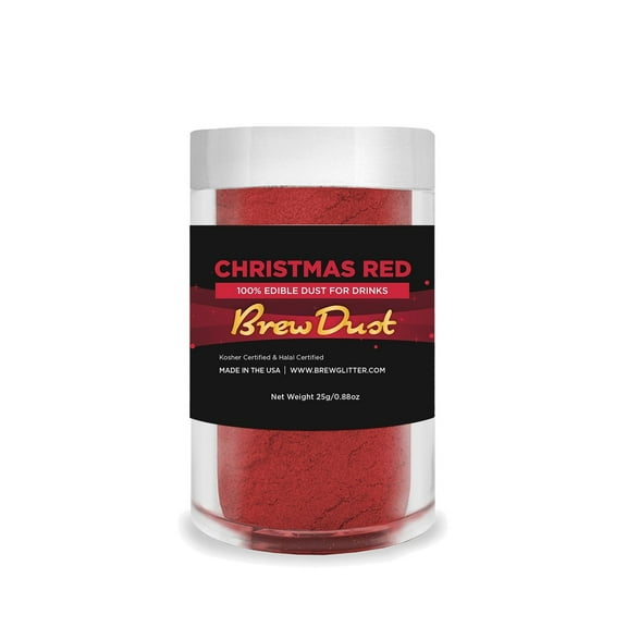 Brew Dust - Christmas Red Edible Drink Powder - Silky Swirl, Beverage Safe, 25g Jar