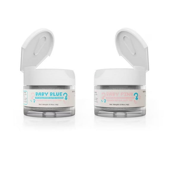 Brew Glitter - Baby Gender Reveal Color Changing Edible Drink Glitter Pair - 4g, 2x Jars