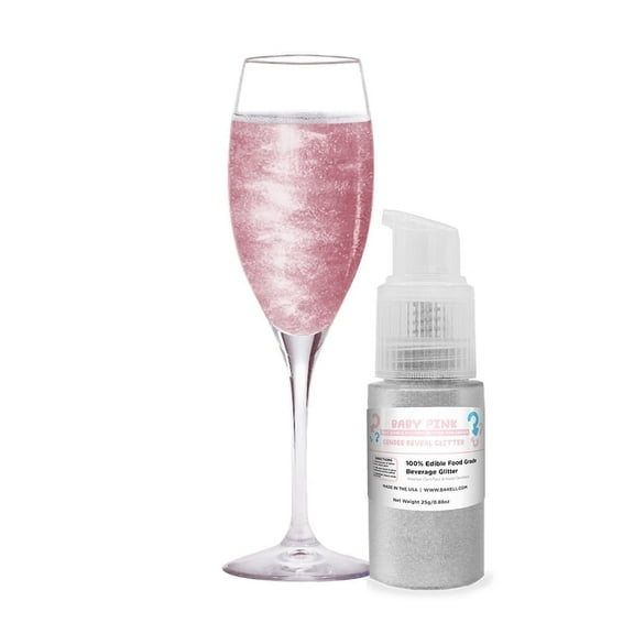 Brew Glitter - Baby Pink Color Changing Gender Reveal Edible Drink Glitter - 25g, 1x Pump