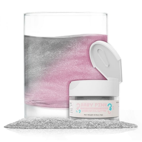 Brew Glitter - Baby Pink Color Changing Gender Reveal Edible Drink Glitter - 4g, 1x Jar